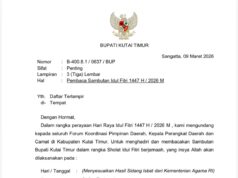 Puluhan Pejabat Kutim Dijadwalkan Bacakan Sambutan Bupati pada Salat Idulfitri